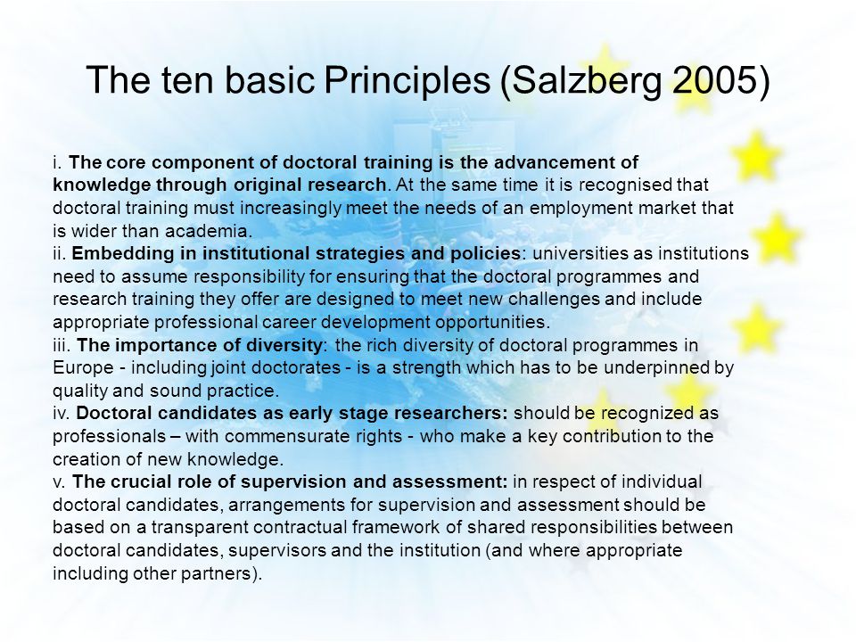 The ten basic Principles (Salzberg 2005) i.