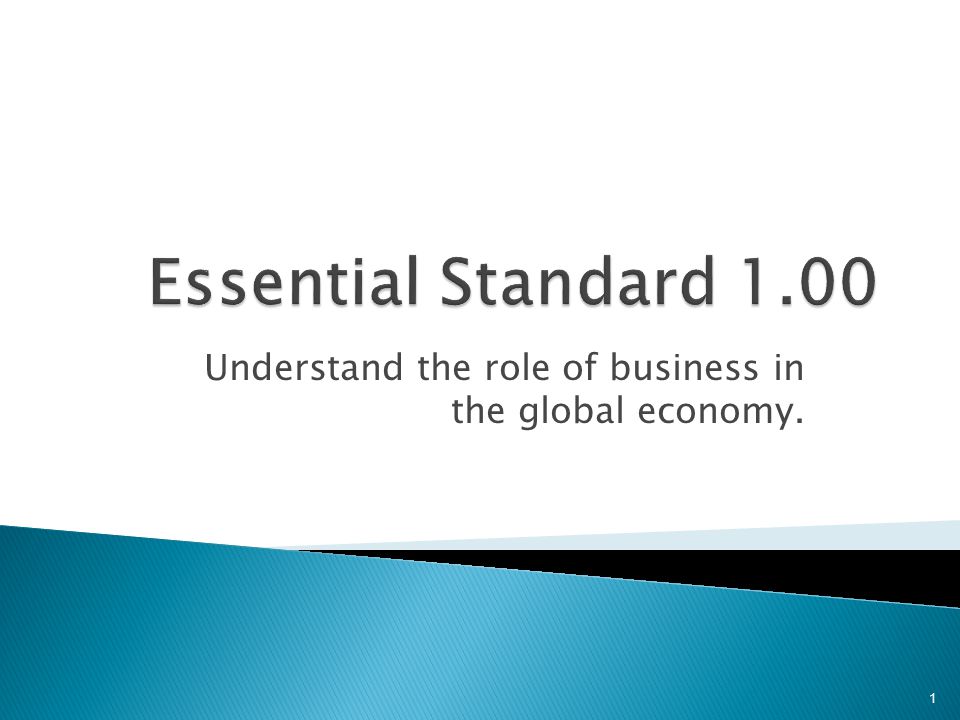 Understand the role of business in the global economy. 1