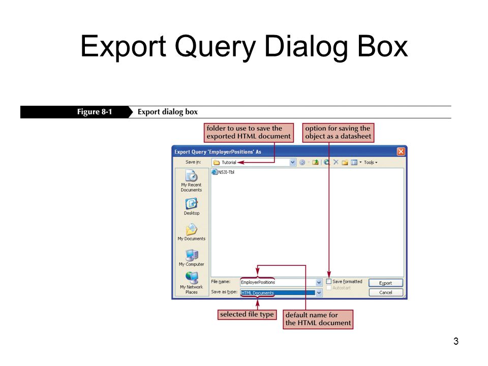3 Export Query Dialog Box