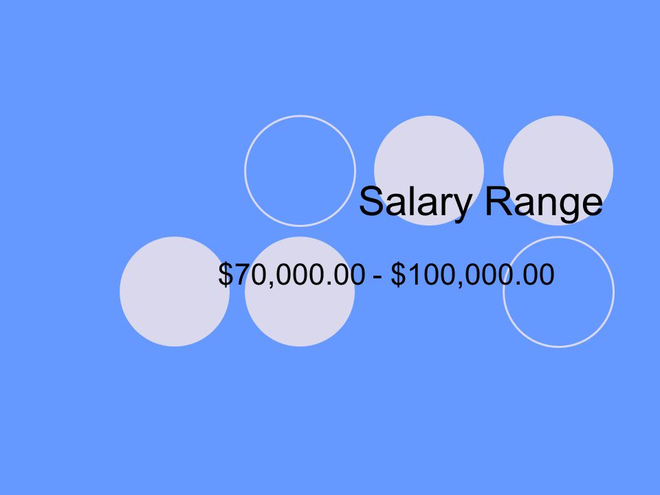 Salary Range $70, $100,000.00