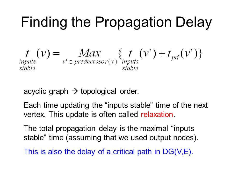 Finding the Propagation Delay acyclic graph  topological order.