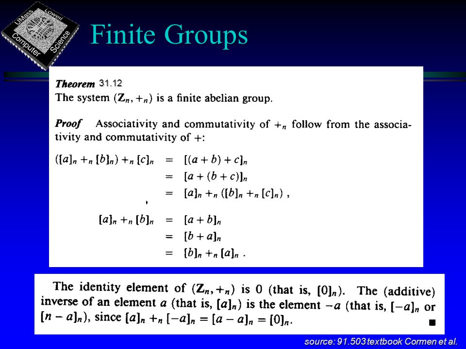 Finite Groups source: textbook Cormen et al