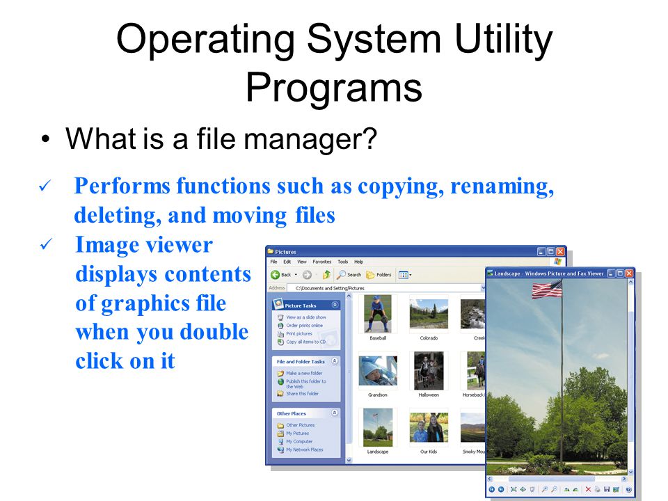 Operating System Utility Programs What is a file manager.