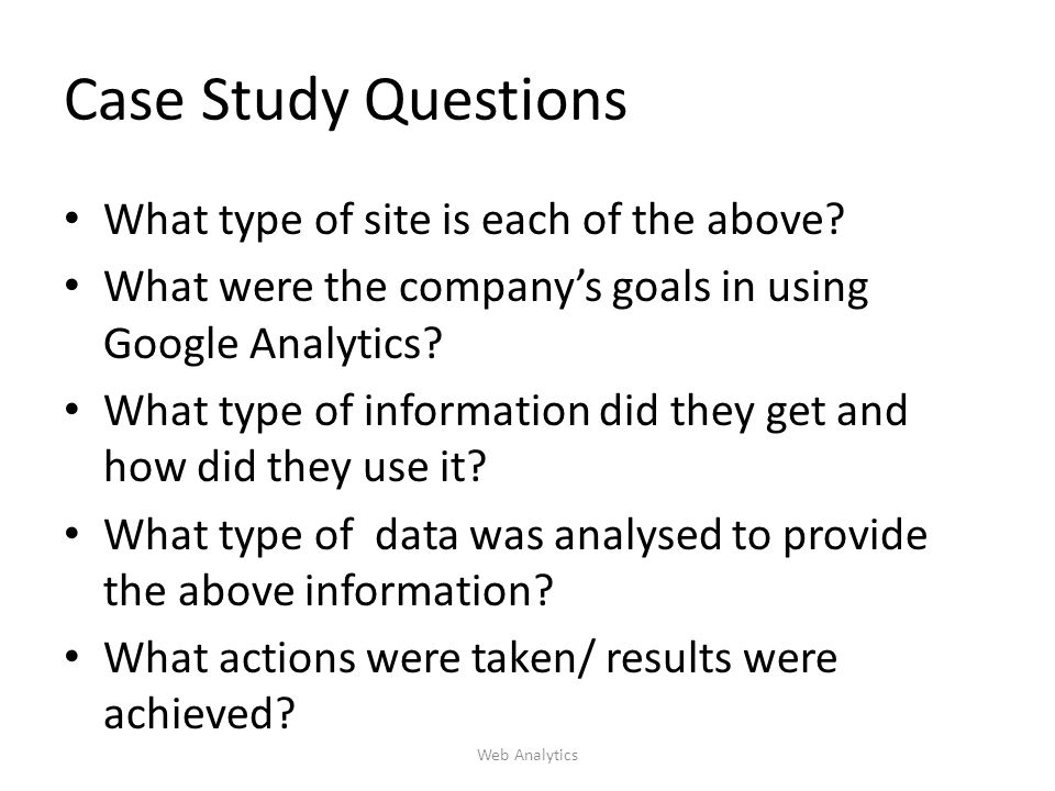 Case Study Questions What type of site is each of the above.