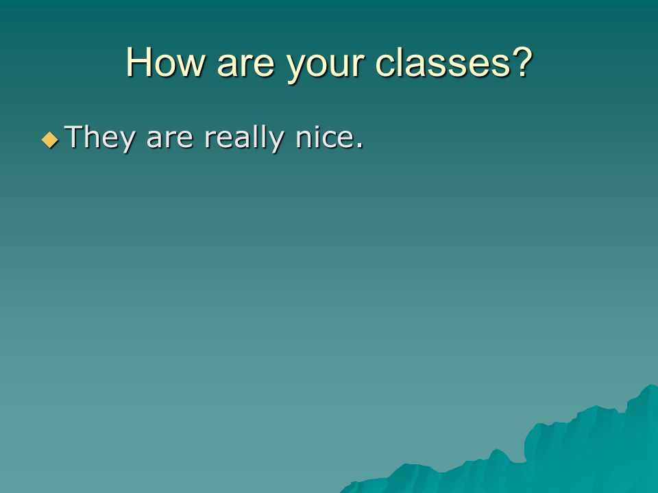 How are your classes  They are really nice.