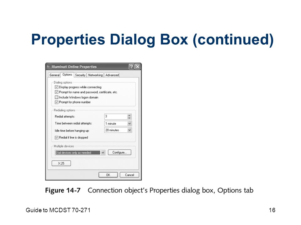 Guide to MCDST Properties Dialog Box (continued)