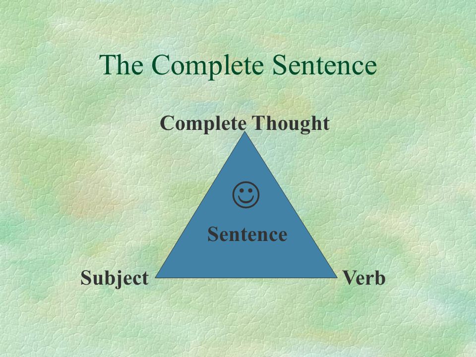The Complete Sentence Complete Thought SubjectVerb Sentence
