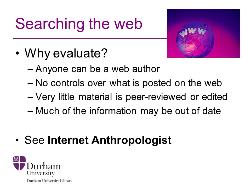 Searching the web Why evaluate.