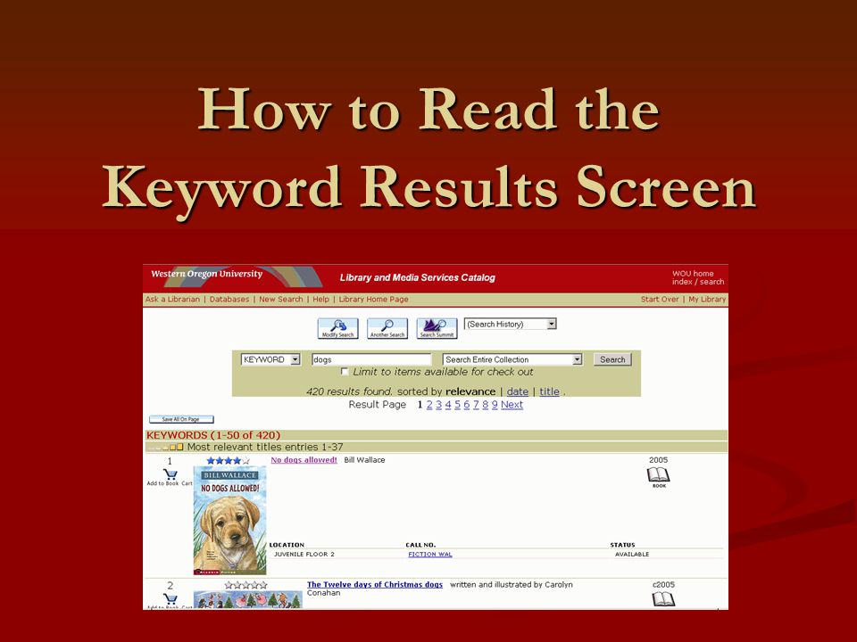 How to Read the Keyword Results Screen