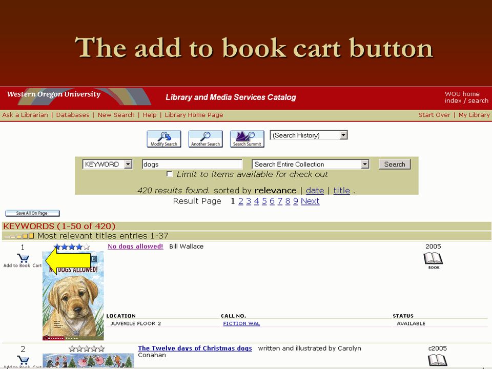 The add to book cart button