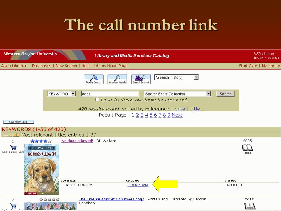 The call number link