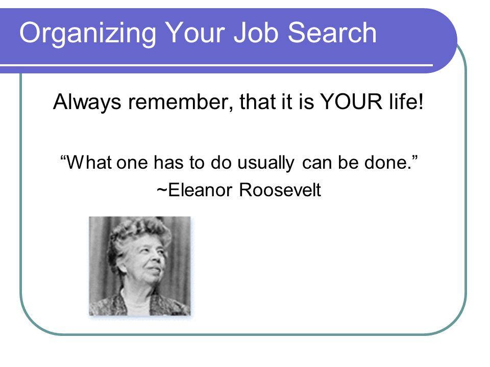 organizing your job search