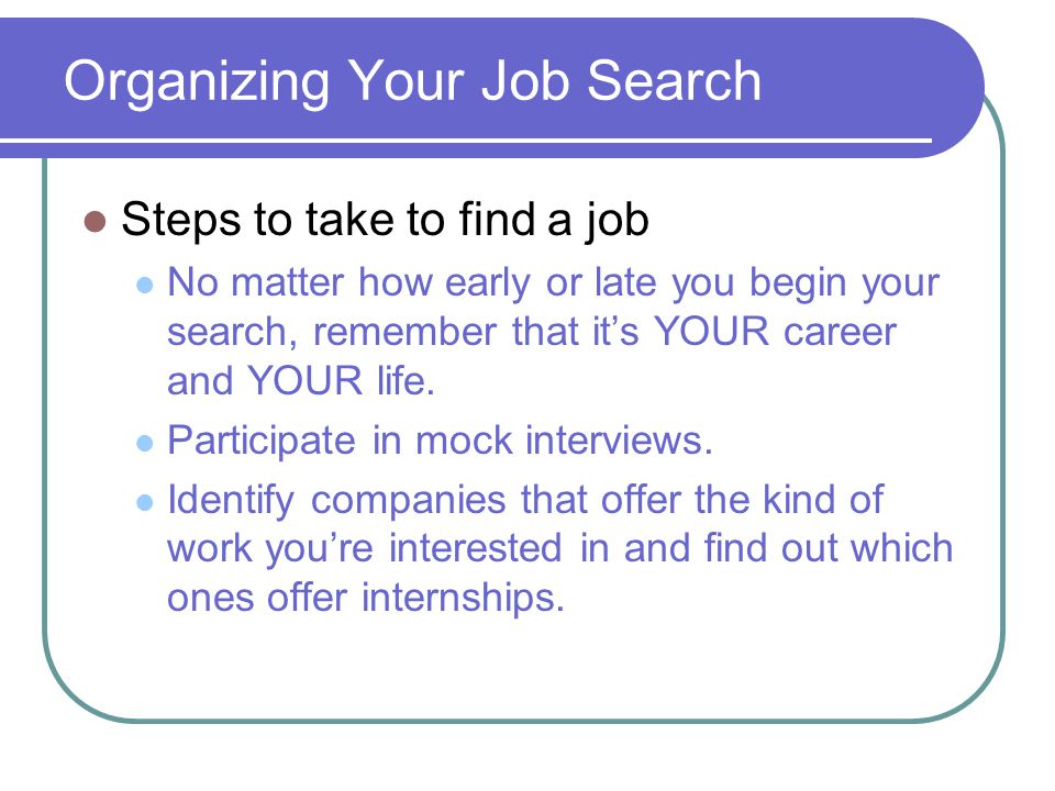organizing your job search