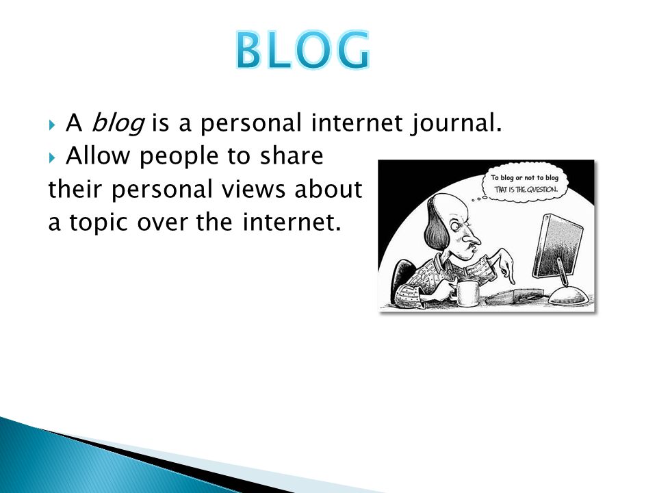  A blog is a personal internet journal.