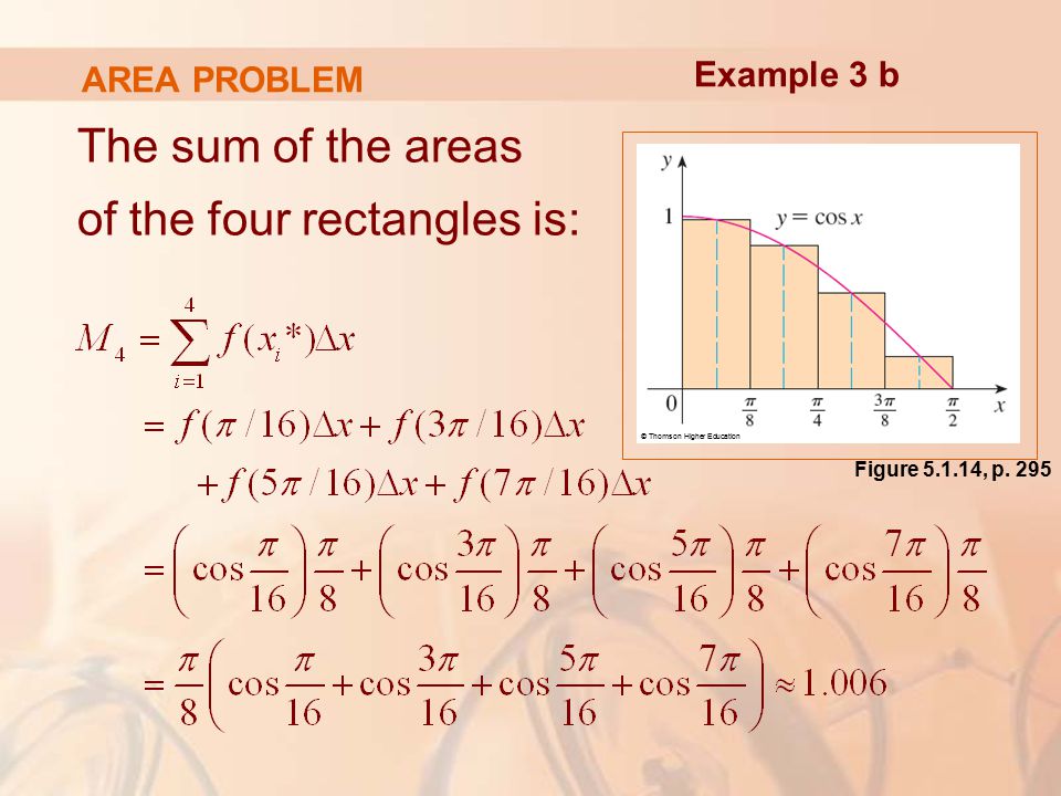 AREA PROBLEM The sum of the areas of the four rectangles is: Example 3 b © Thomson Higher Education Figure , p.