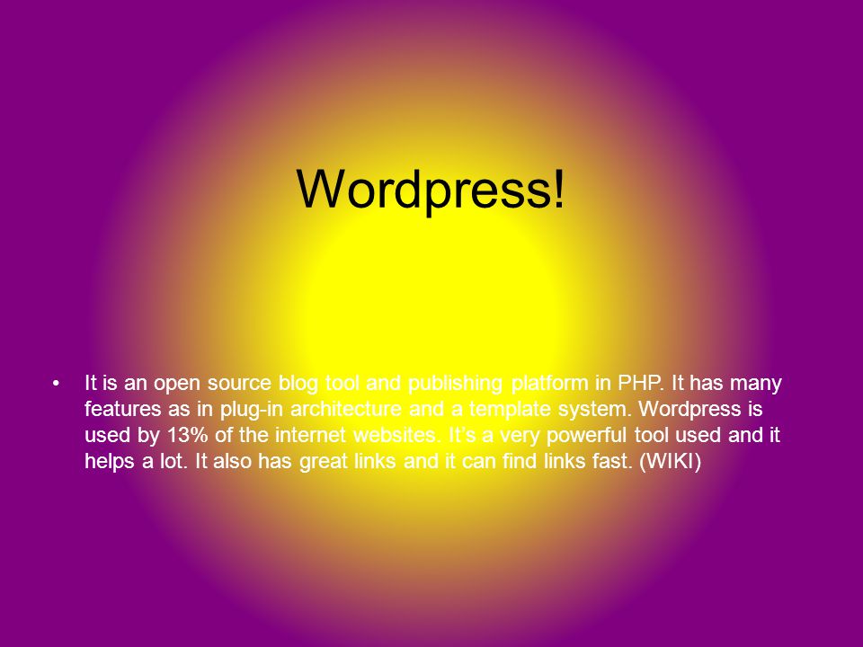 Wordpress. It is an open source blog tool and publishing platform in PHP.