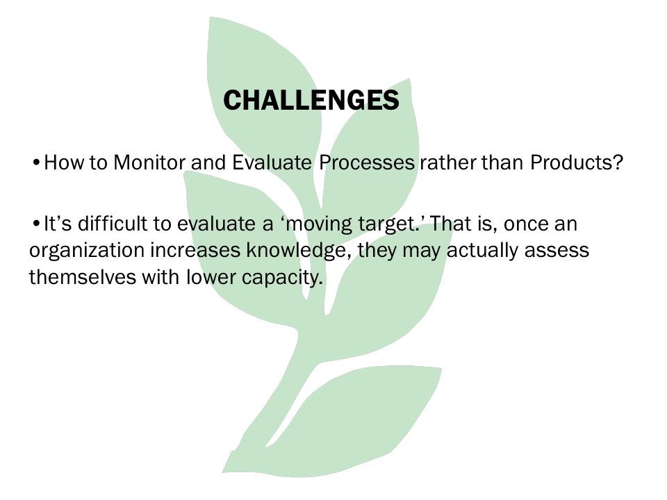 How to Monitor and Evaluate Processes rather than Products.
