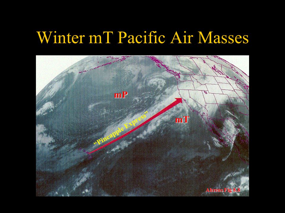 Winter mT Pacific Air Masses mT mP Ahrens Fig 8.8 Pineapple Express