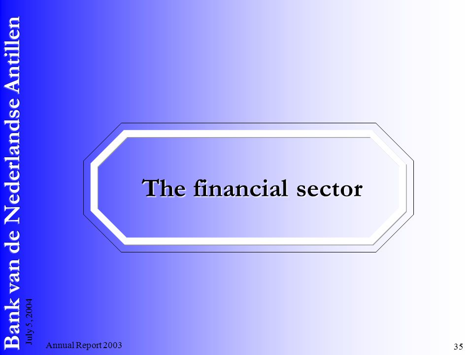 Annual Report July 5, 2004 The financial sector