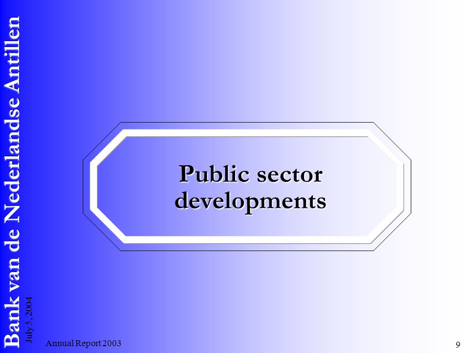 Annual Report July 5, 2004 Public sector developments