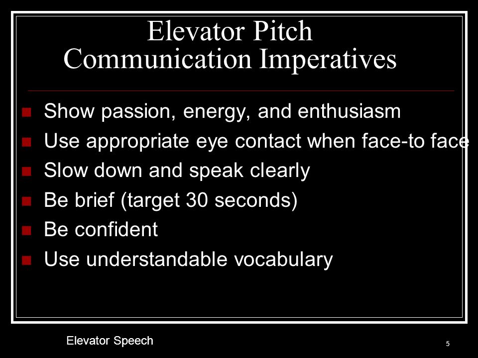 30 sec elevator pitch