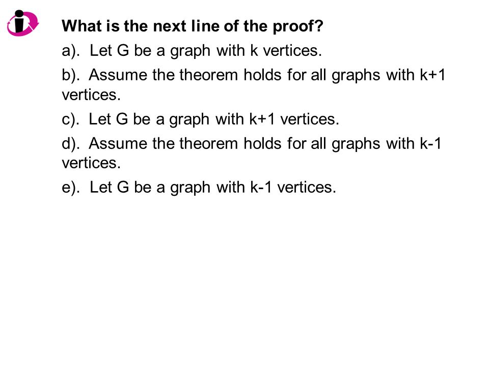 What is the next line of the proof. a). Let G be a graph with k vertices.