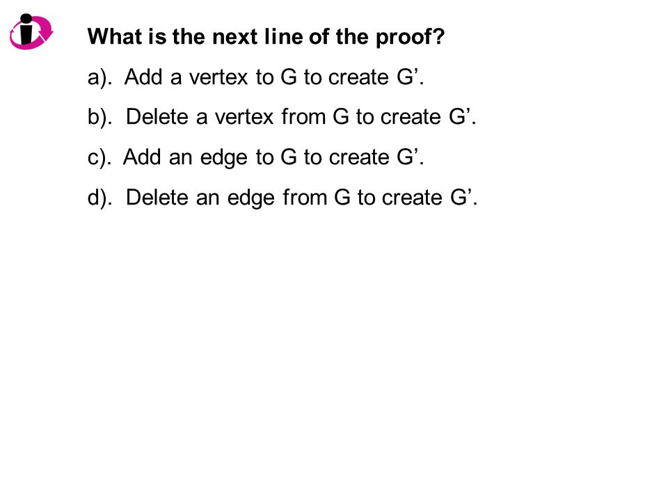 What is the next line of the proof. a). Add a vertex to G to create G’.