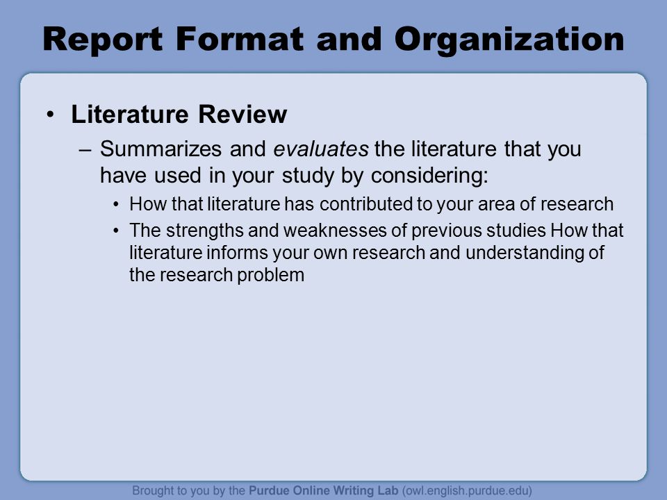 Format for literature review paper