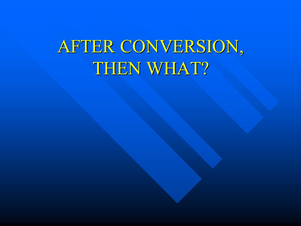 AFTER CONVERSION, THEN WHAT