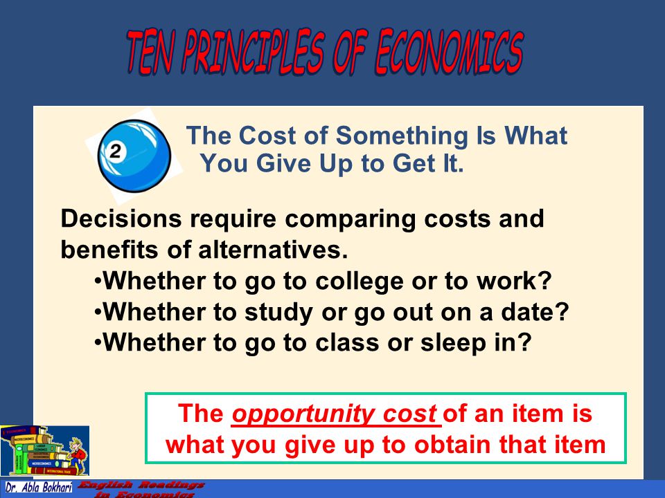 Copyright © 2004 South-Western/Thomson Learning The Cost of Something Is What You Give Up to Get It.