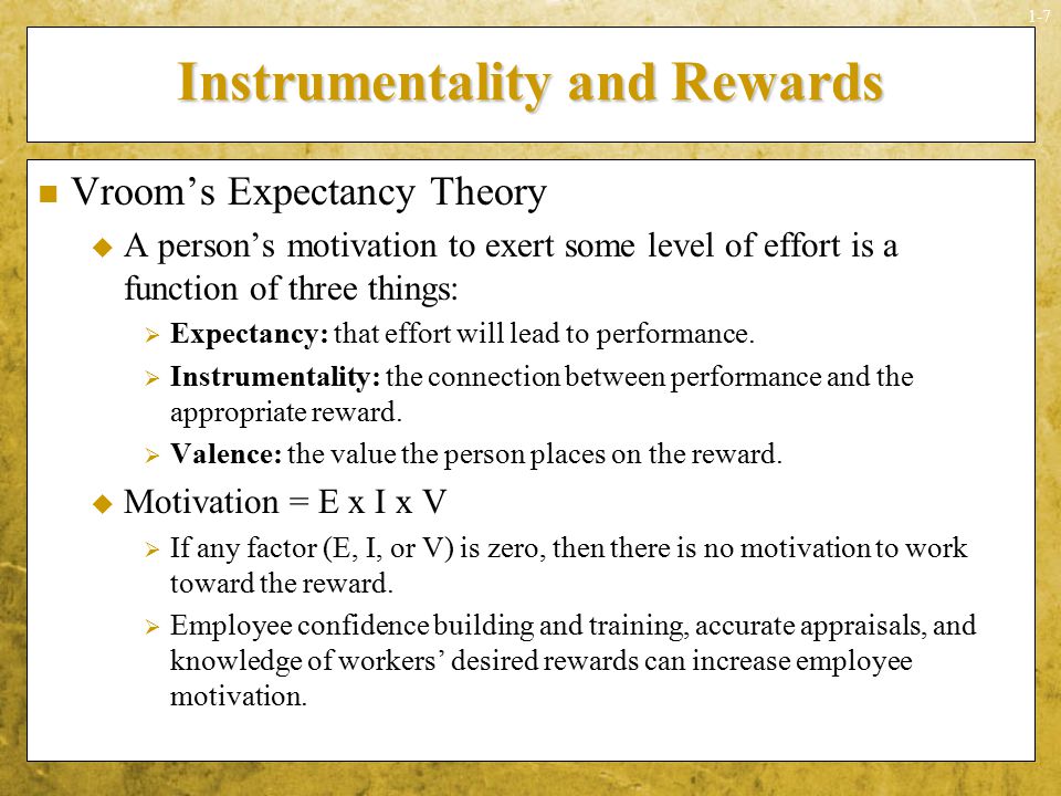 case study motivation reward system expectancy theory goal setting Case study(what-if analysis): a question of motivation presented by roll nos: 121-130 pgdm-b case facts stephanie • job rotation • skill variety • task significance • appreciation • employee empowerment • participative goal setting alex • monotonous job • no appreciation • biased rewards • no job freedom • no feedback. case study motivation reward system expectancy theory goal setting Case study(what-if analysis): a question of motivation presented by roll nos: 121-130 pgdm-b case facts stephanie • job rotation • skill variety • task significance • appreciation • employee empowerment • participative goal setting alex • monotonous job • no appreciation • biased rewards • no job freedom • no feedback.