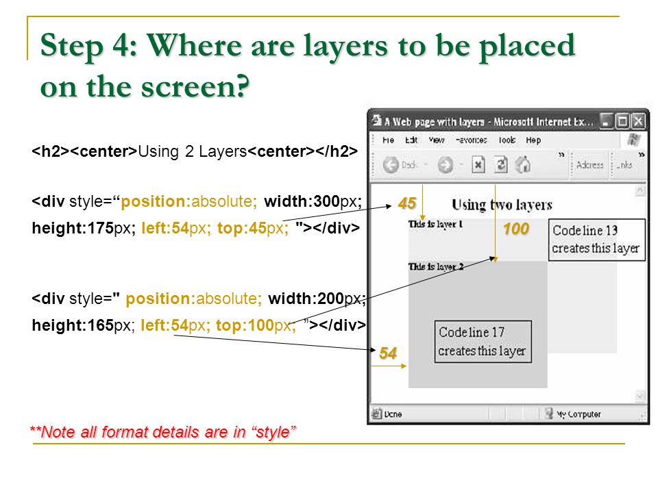 Step 4: Where are layers to be placed on the screen.
