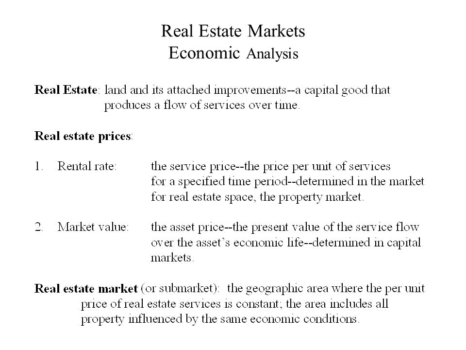 Real Estate Markets Economic Analysis