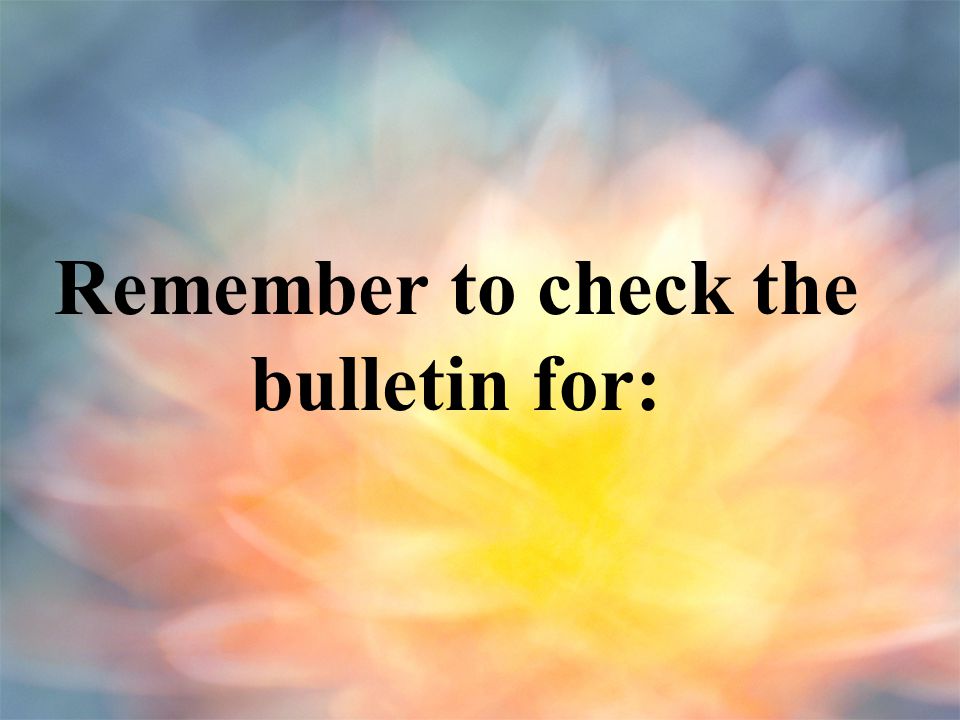 Remember to check the bulletin for: