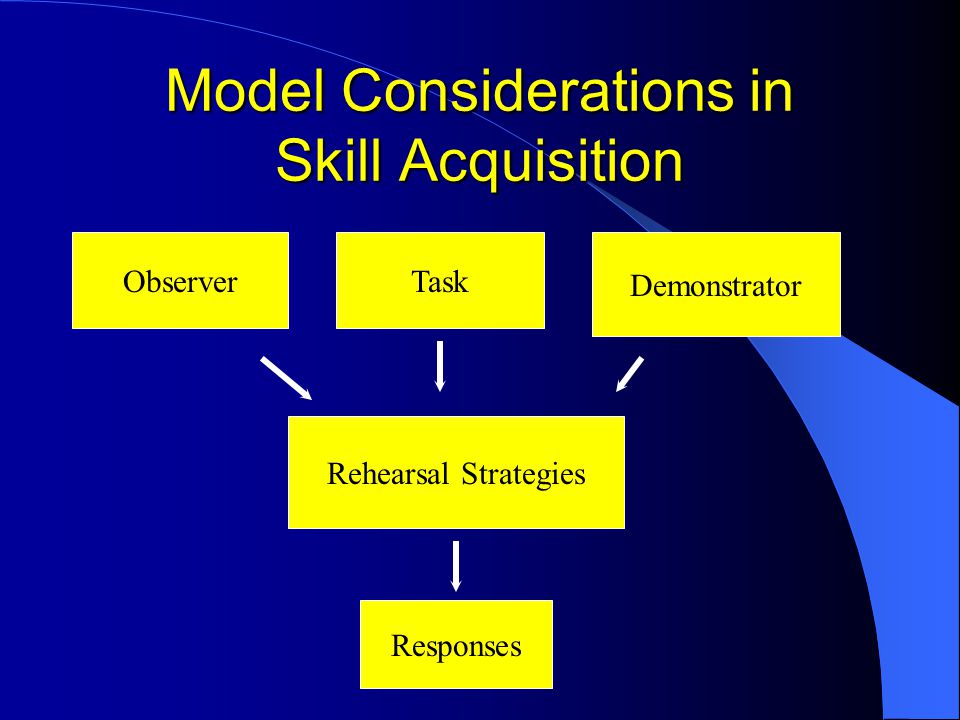 Model Considerations in Skill Acquisition ObserverTask Demonstrator Rehearsal Strategies Responses