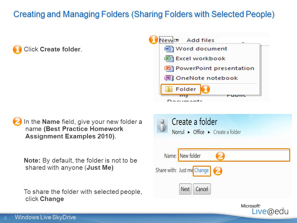 8 Windows Live SkyDrive Click Create folder.