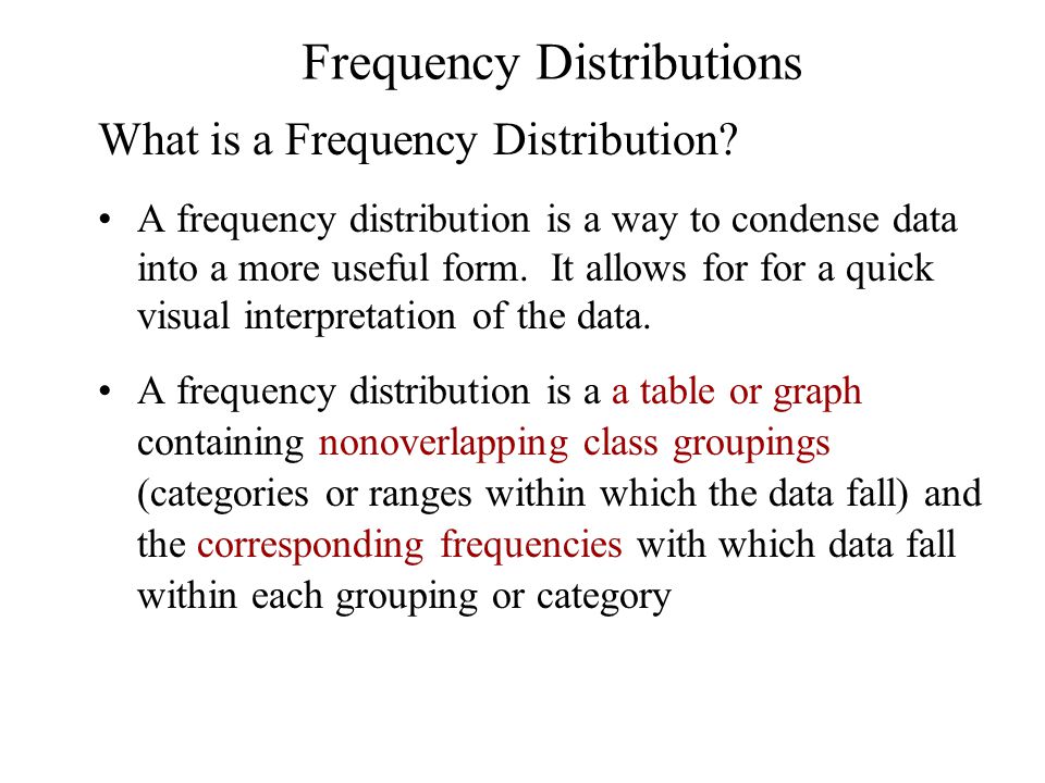 What is a Frequency Distribution.
