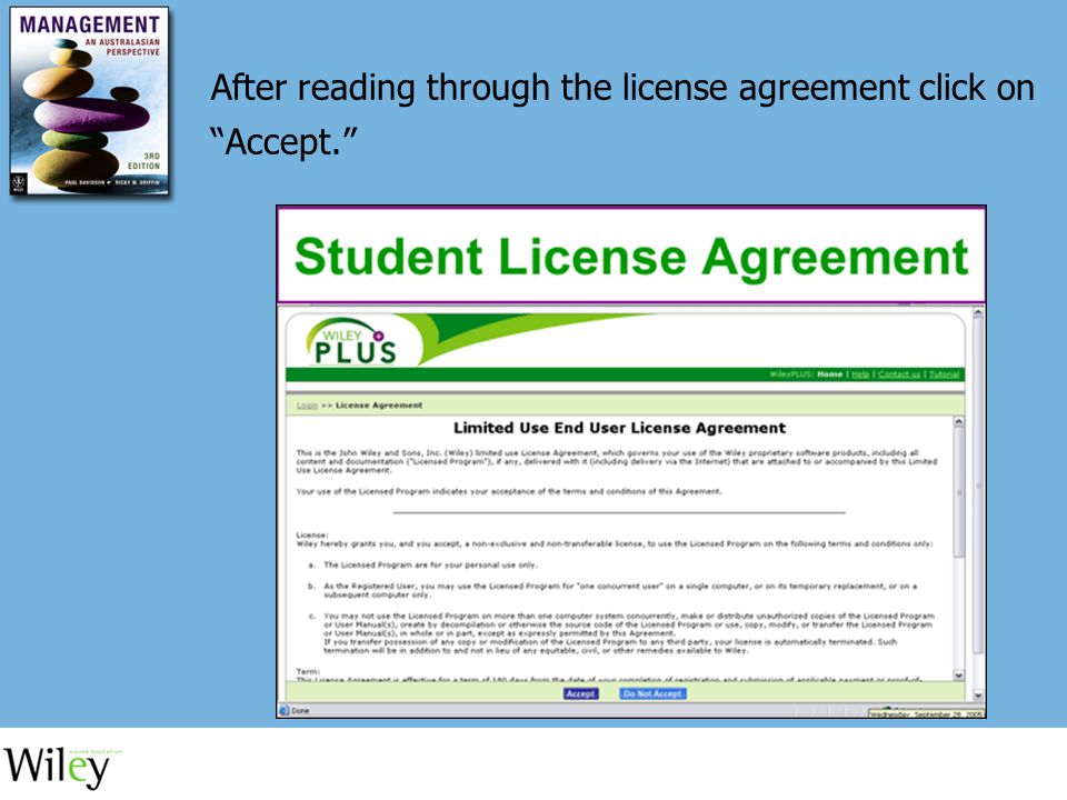 After reading through the license agreement click on Accept.
