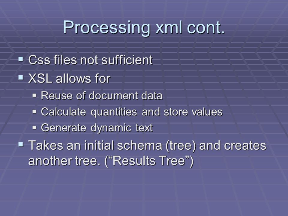Processing xml cont.