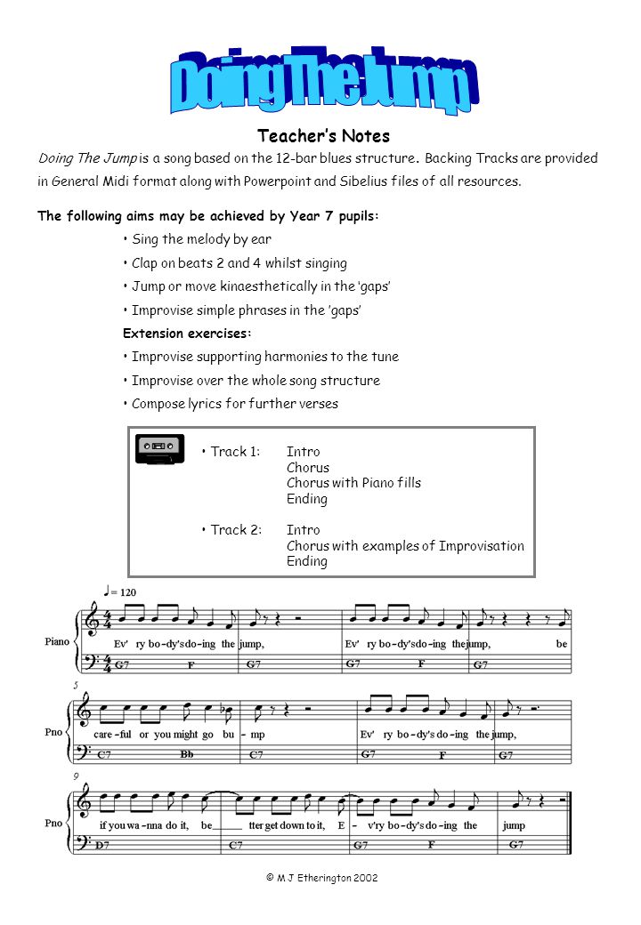 m j etherington track 1 intro chorus chorus with piano fills ending track 2 format