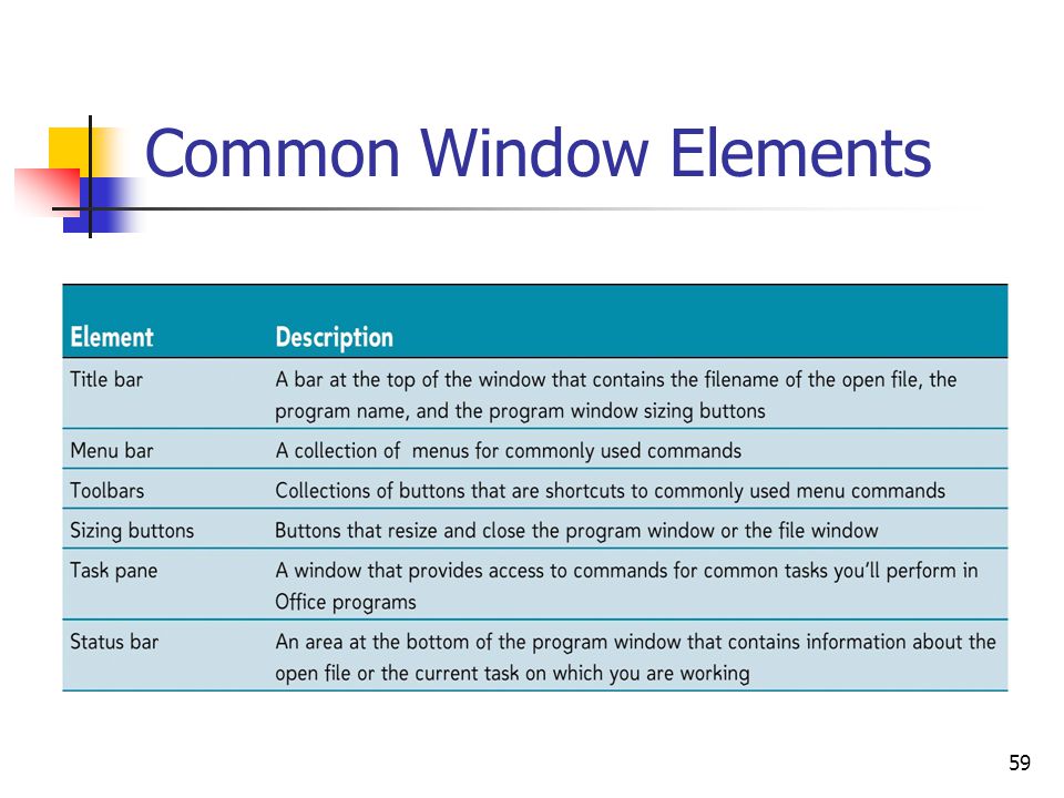 59 Common Window Elements