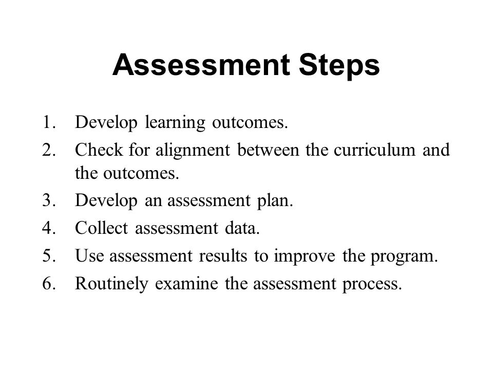Assessment Steps 1.Develop learning outcomes.