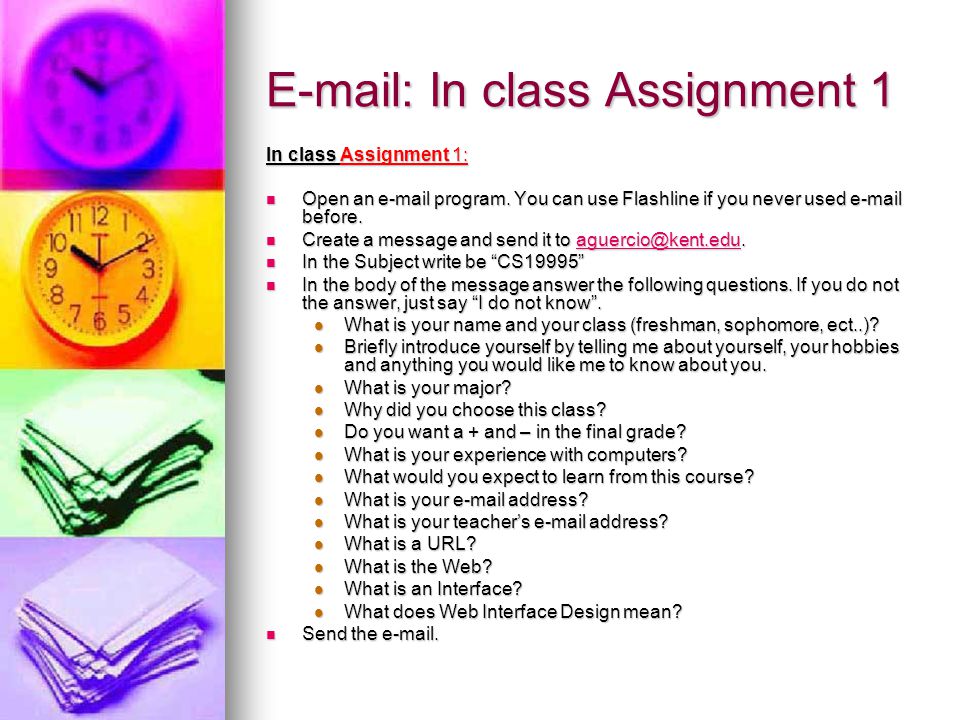 In class Assignment 1 In class Assignment 1: Open an  program.
