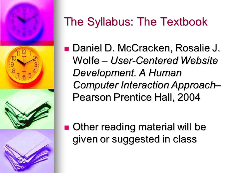 The Syllabus: The Textbook Daniel D. McCracken, Rosalie J.