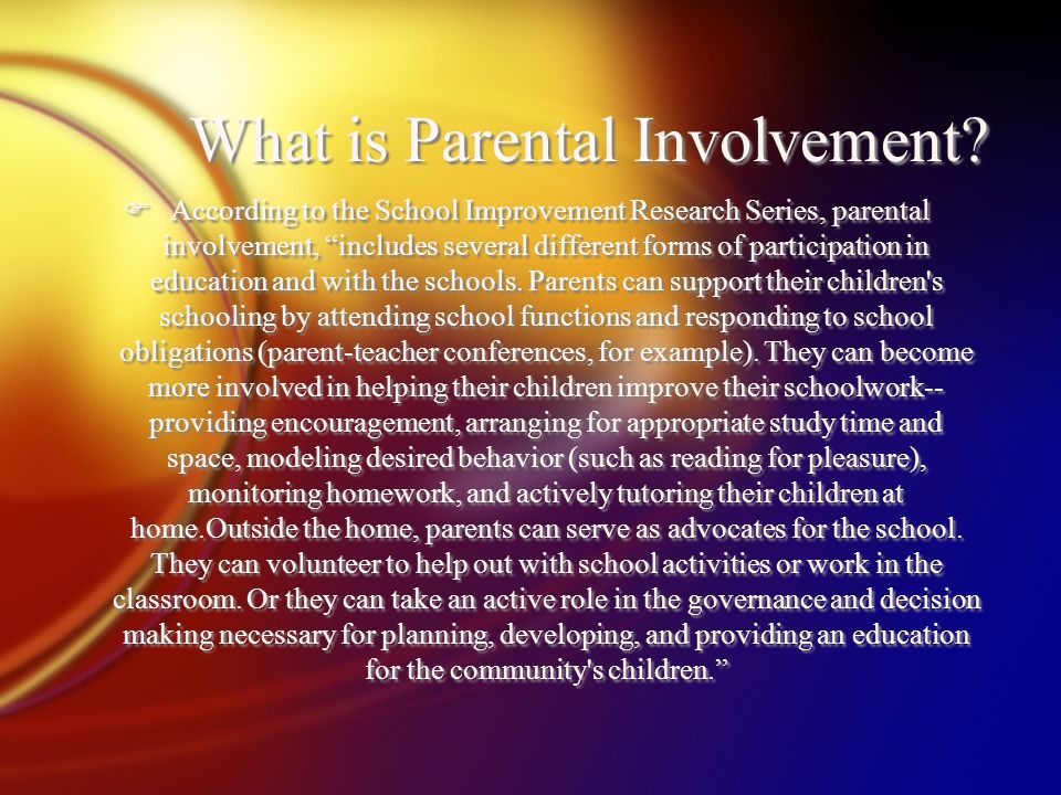What is Parental Involvement.