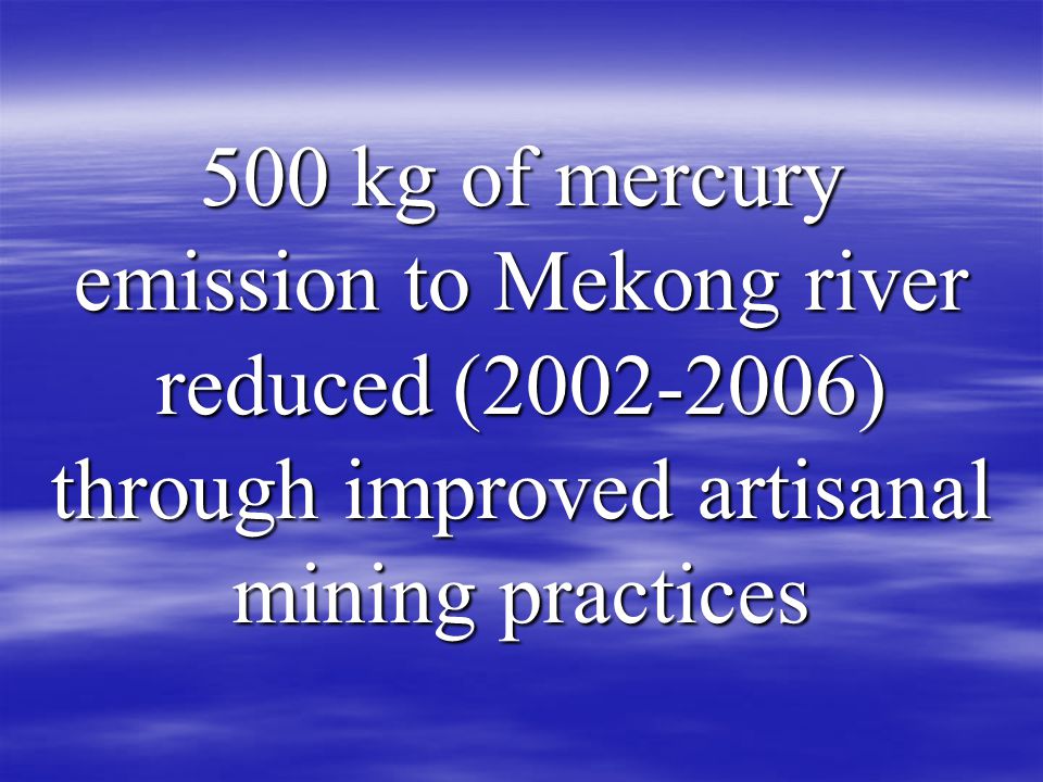 500 kg of mercury emission to Mekong river reduced ( ) through improved artisanal mining practices