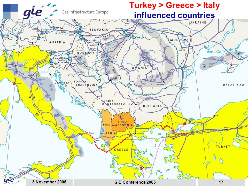 3 November 2005 GIE Conference Turkey > Greece > Italy influenced countries
