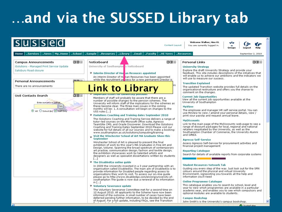 5 Link to Library …and via the SUSSED Library tab