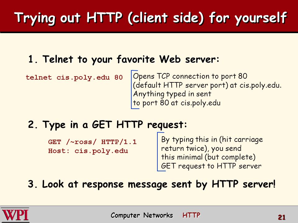 Trying out HTTP (client side) for yourself 1.
