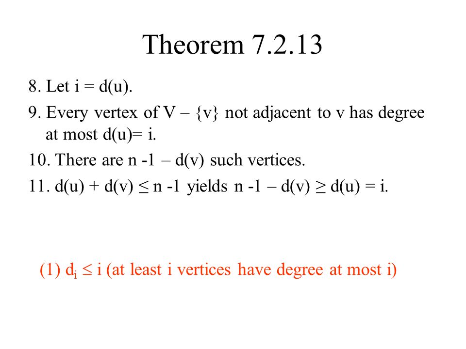 Theorem Let i = d(u). 9.
